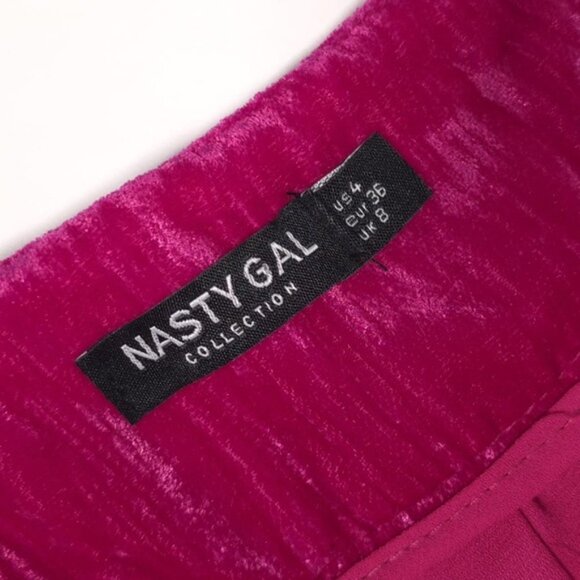 NASTY GAL Women's Crushed Velvet High Waisted Wide Leg Flare Pants Pink Size‎ 4 - Picture 6 of 16